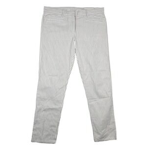 Old Navy Skinny Mini Khakis Womens 6 Gray White Vertical Stripe Ankle Pants